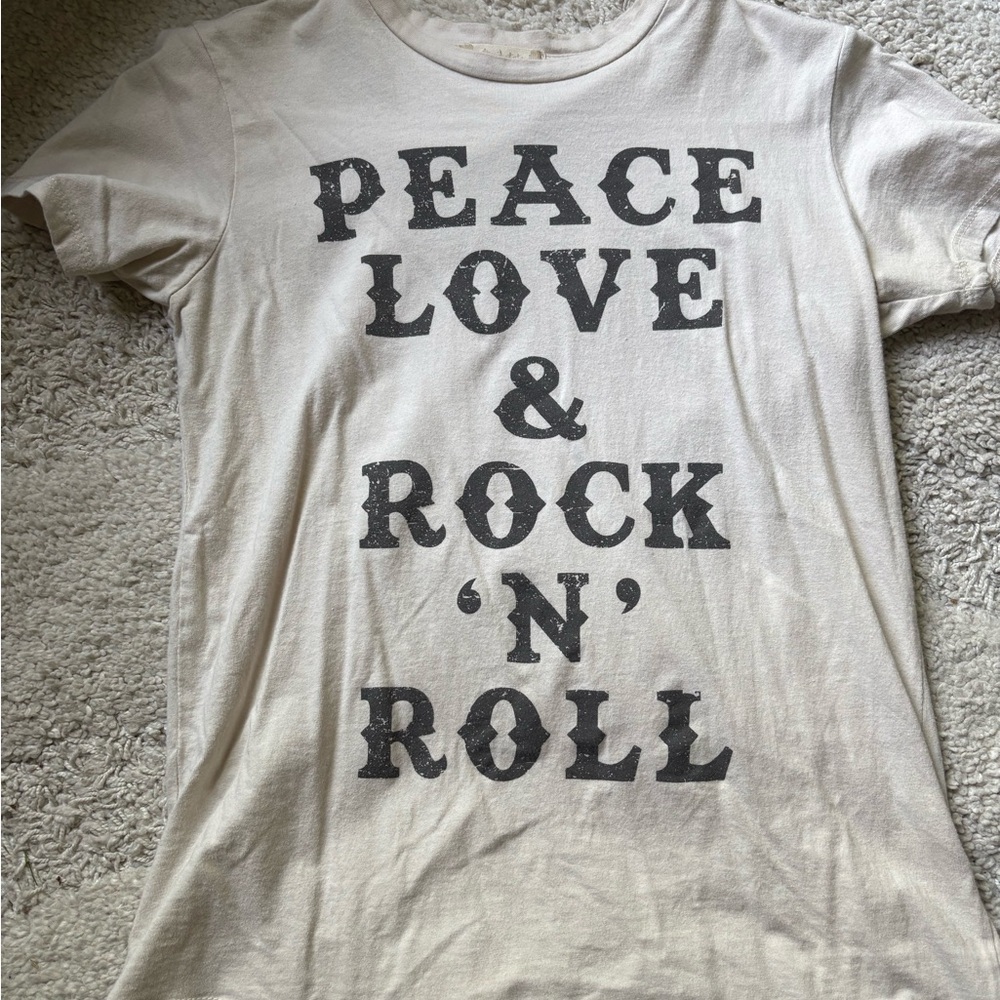 Altar'd State Cream with Black Print Graphic Tee Size XS